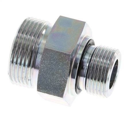 UN 1-7/16''-12 x G 3/4'' Zinc plated Steel Double Nipple ORFS 400 Bar - Hydraulic