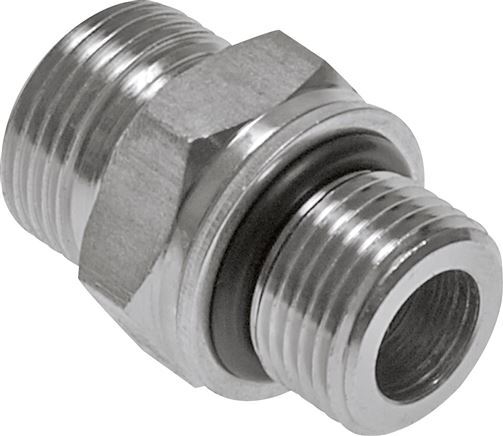 UN 1-11/16''-12 x M33x2 Zinc plated Steel Double Nipple ORFS 250 Bar - Hydraulic