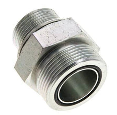 UN 1-11/16''-12 x M33x2 Zinc plated Steel Double Nipple ORFS 250 Bar - Hydraulic