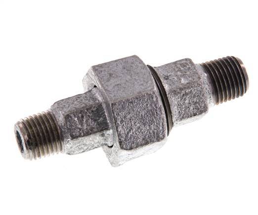 R 1/4'' Zinc plated Cast iron Double Nipple 3-pieces with Conically sealing 25 Bar