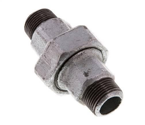 R 3/4'' Zinc plated Cast iron Double Nipple 3-pieces with Conically sealing 25 Bar