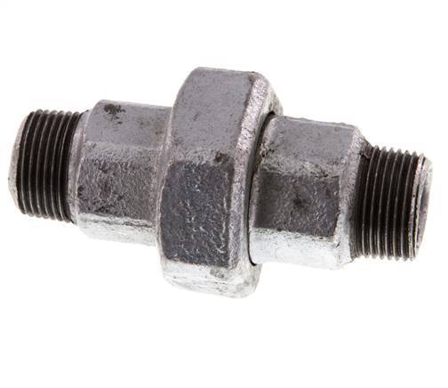 R 3/4'' Zinc plated Cast iron Double Nipple 3-pieces with Conically sealing 25 Bar