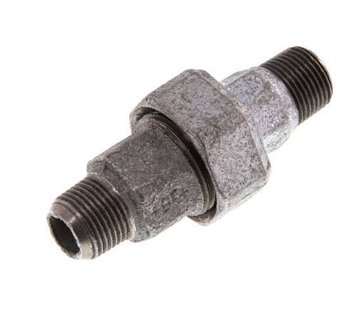 R 3/8'' Zinc plated Cast iron Double Nipple 3-pieces with Conically sealing 25 Bar