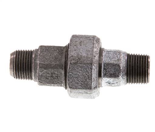 R 3/8'' Zinc plated Cast iron Double Nipple 3-pieces with Conically sealing 25 Bar
