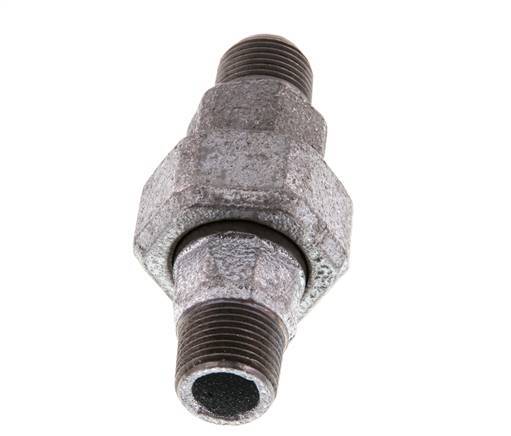 R 3/8'' Zinc plated Cast iron Double Nipple 3-pieces with Conically sealing 25 Bar
