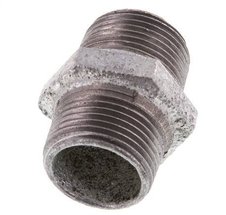 R 1'' Zinc plated Cast iron Double Nipple 25 Bar [2 Pieces]