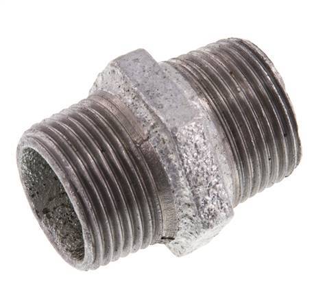 R 1'' Zinc plated Cast iron Double Nipple 25 Bar [2 Pieces]