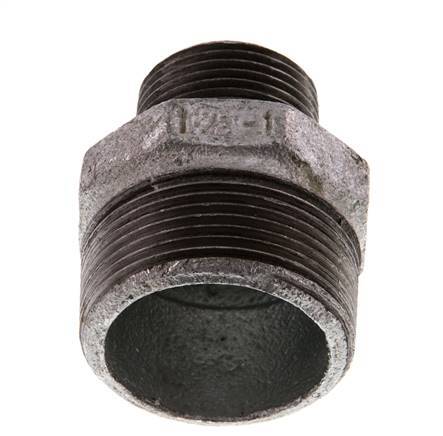 R 1 1/2'' x R 1'' Zinc plated Cast iron Double Nipple 25 Bar