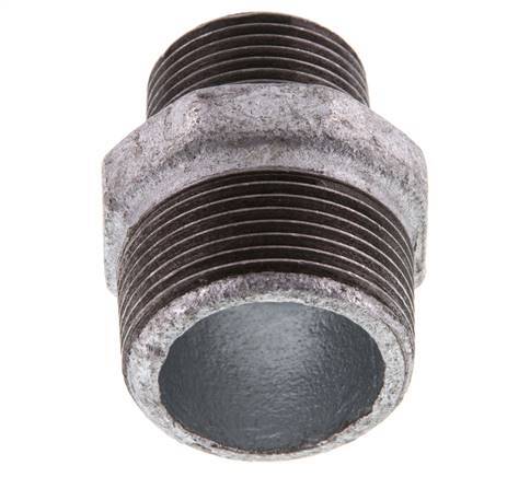 R 1 1/4'' x R 1'' Zinc plated Cast iron Double Nipple 25 Bar