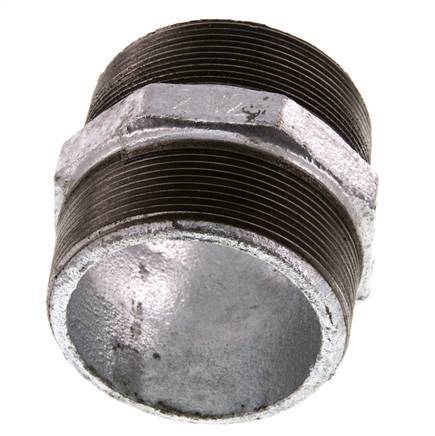 R 2 1/2'' Zinc plated Cast iron Double Nipple 25 Bar