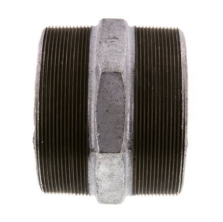 R 4'' Zinc plated Cast iron Double Nipple 25 Bar