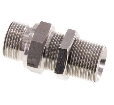 G 3/4'' Stainless steel Bulkhead Double nipple 325 Bar - Hydraulic