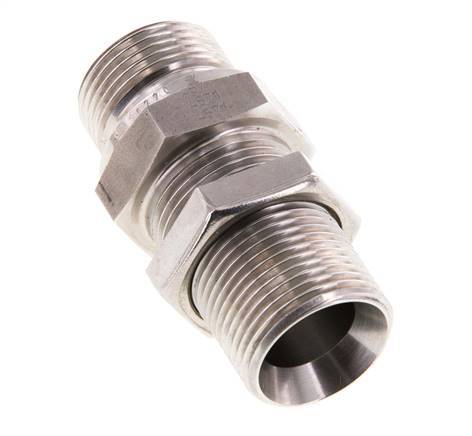 G 3/4'' Stainless steel Bulkhead Double nipple 325 Bar - Hydraulic