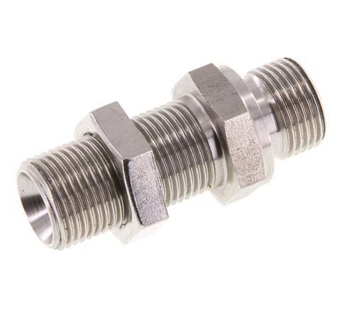 G 3/8'' Stainless steel Bulkhead Double nipple 325 Bar - Hydraulic