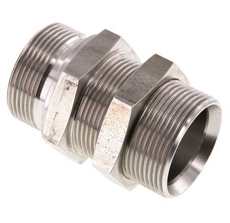 G 1 1/2'' Stainless steel Bulkhead Double nipple 190 Bar - Hydraulic