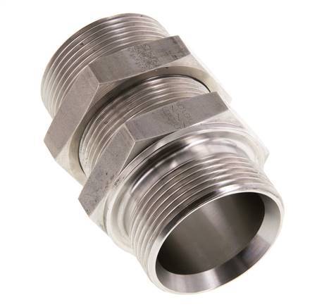 G 1 1/2'' Stainless steel Bulkhead Double nipple 190 Bar - Hydraulic