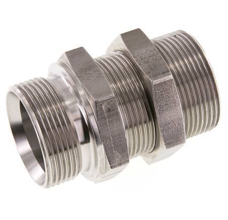 G 1 1/2'' Stainless steel Bulkhead Double nipple 190 Bar - Hydraulic