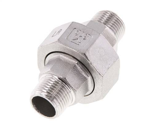 R 3/8'' Stainless steel Double Nipple 3-pieces with Conically sealing 16 Bar