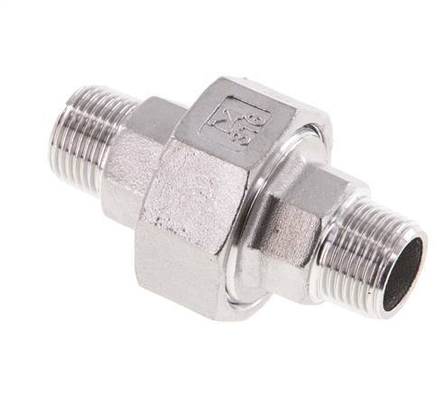 R 3/8'' Stainless steel Double Nipple 3-pieces with Conically sealing 16 Bar