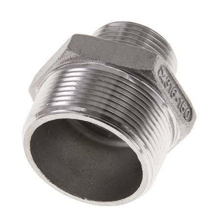 1'' NPT x 1 1/2'' NPT Stainless steel Double Nipple 16 Bar