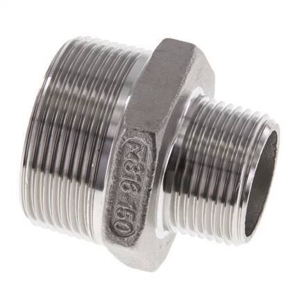 1'' NPT x 1 1/2'' NPT Stainless steel Double Nipple 16 Bar