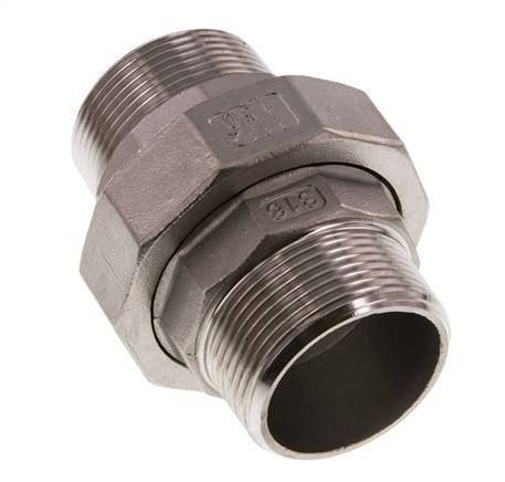 R 1 1/2'' Stainless steel Double Nipple 3-pieces with Conically sealing 16 Bar