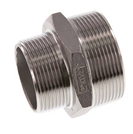 R 2'' x R 1 1/2'' Stainless steel Double Nipple 16 Bar