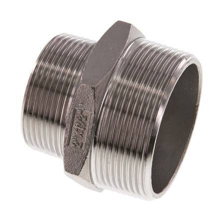 R 2'' x R 1 1/2'' Stainless steel Double Nipple 16 Bar