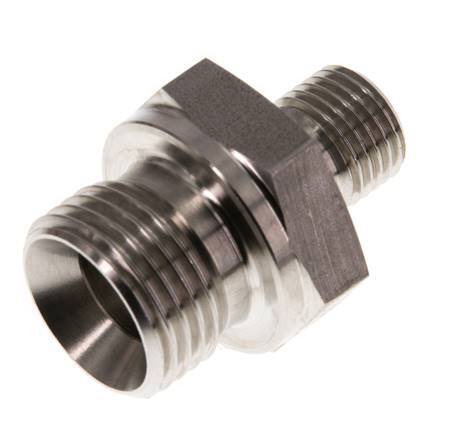 G 1/2'' x G 1/4'' Stainless steel Double Nipple 400 Bar - Hydraulic