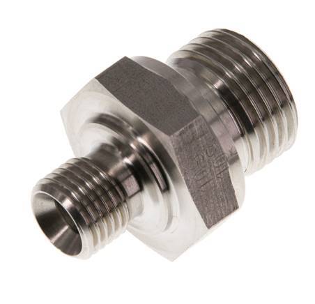G 1/2'' x G 1/4'' Stainless steel Double Nipple 400 Bar - Hydraulic