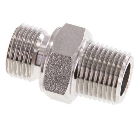 1/2'' NPT x G 1/2'' Stainless steel Double Nipple 40 Bar - Hydraulic