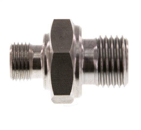 G 1/4'' x G 1/8'' Stainless steel Double Nipple 400 Bar - Hydraulic