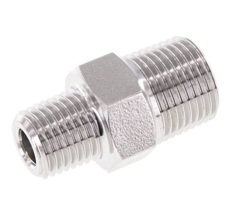 1/4'' NPT x 3/8'' NPT Stainless steel Double Nipple 210 Bar - Hydraulic
