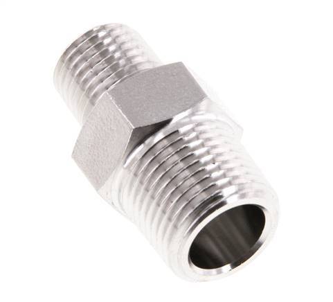 1/4'' NPT x 3/8'' NPT Stainless steel Double Nipple 210 Bar - Hydraulic