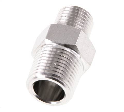 1/4'' NPT x 3/8'' NPT Stainless steel Double Nipple 210 Bar - Hydraulic