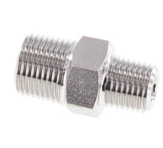 1/4'' NPT x 3/8'' NPT Stainless steel Double Nipple 210 Bar - Hydraulic