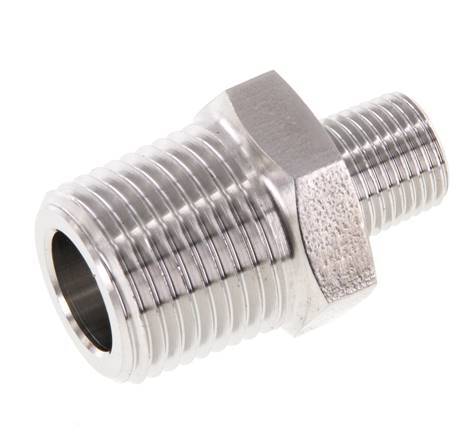 1/8'' NPT x 3/8'' NPT Stainless steel Double Nipple 210 Bar - Hydraulic