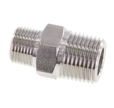 3/8'' NPT x 1/2'' NPT Stainless steel Double Nipple 210 Bar - Hydraulic