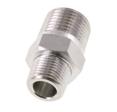 3/8'' NPT x 1/2'' NPT Stainless steel Double Nipple 210 Bar - Hydraulic