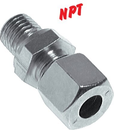 1/4'' NPT Male x 10S Zinc plated Steel Straight Cutting Ring 630 Bar DIN 2353 [2 Pieces]
