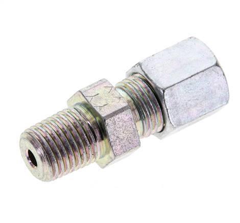 1/4'' NPT Male x 6S Zinc plated Steel Straight Cutting Ring 630 Bar DIN 2353 [2 Pieces]