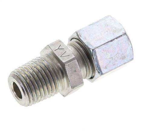 1/4'' NPT Male x 8L Zinc plated Steel Straight Cutting Ring 315 Bar DIN 2353 [2 Pieces]