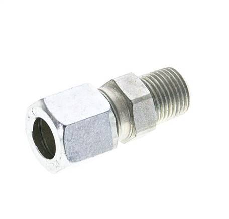 1/8'' NPT Male x 8LL Zinc plated Steel Straight Cutting Ring 100 Bar DIN 2353 [2 Pieces]