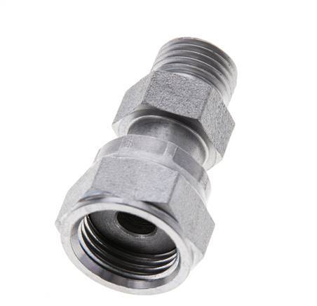UN 11/16''-16 x UNF 9/16''-18 F/M Zinc plated Steel Reducing Adapter ORFS 630 Bar - Hydraulic