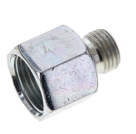 UN 13/16''-16 x UNF 9/16''-18 F/M Zinc plated Steel Reducing Adapter ORFS 630 Bar - Hydraulic