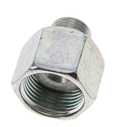 UNS 1''-14 x UN 11/16''-16 F/M Zinc plated Steel Reducing Adapter ORFS 400 Bar - Hydraulic