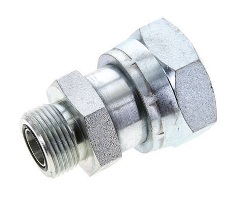 UN 1-11/16''-12 x UN 1-3/16''-12 F/M Zinc plated Steel Reducing Adapter ORFS 250 Bar - Hydraulic