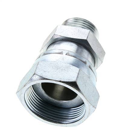 UN 1-11/16''-12 x UN 1-3/16''-12 F/M Zinc plated Steel Reducing Adapter ORFS 250 Bar - Hydraulic