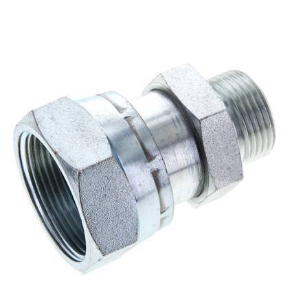 UN 1-11/16''-12 x UN 1-3/16''-12 F/M Zinc plated Steel Reducing Adapter ORFS 250 Bar - Hydraulic