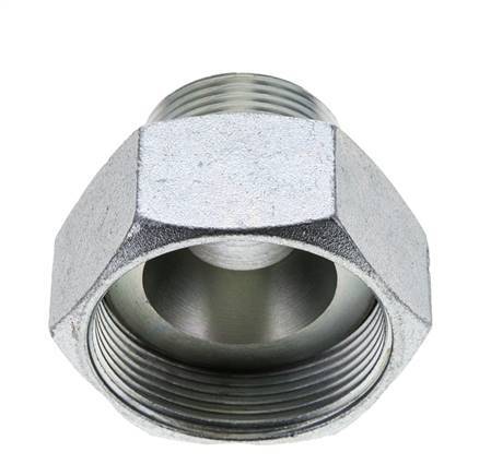 UN 2''-12 x UN 1-7/16''-12 F/M Zinc plated Steel Reducing Adapter ORFS 250 Bar - Hydraulic